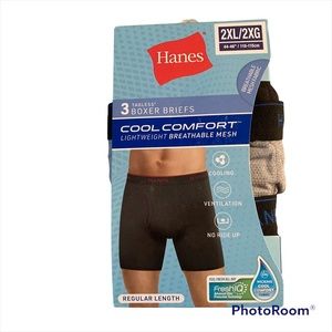New! Hanes Cool Comfort Lightweight Boxer Briefs Men’s Size 2XL Pack of 3